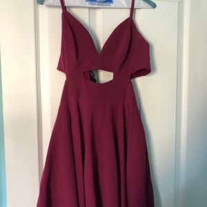 Bebe l Maroon Body Con with open back Dress (S)